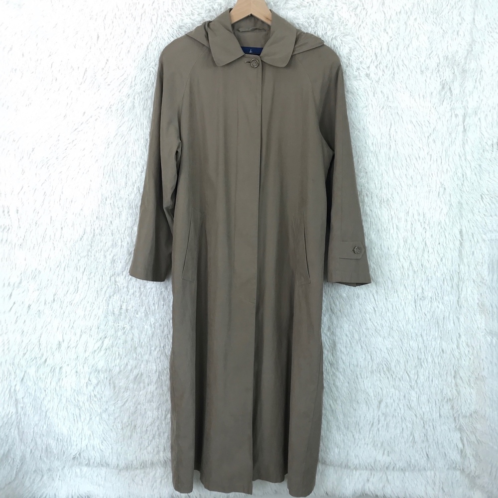 SOLD Hooded Trench Coat Long Brown London Fog - Picture 2 of 8